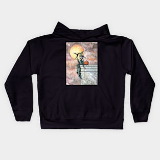 Batty Cat Witch Halloween Fantasy Art by Molly Harrison Kids Hoodie